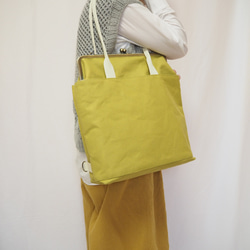 A4サイズもラクラク収納！帆布のがまぐち3wayリュックサック≪ヒワグリーン≫ 9枚目の画像