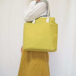 A4サイズもラクラク収納！帆布のがまぐち3wayリュックサック≪ヒワグリーン≫ 8枚目の画像