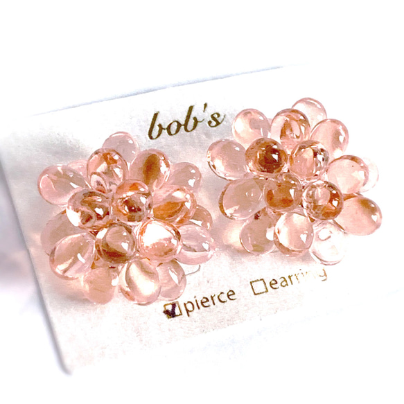 【bob's popular】glass beads pierce/earring＊rose 1枚目の画像