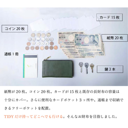 *【小長款錢包TIDY2.0】小款多錢包栃木牛皮日本製造TIDY駝色JAW034 第4張的照片