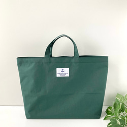 プチトートバッグ（深緑）　防水ナイロンでとっても軽くて使いやすい♪プールバッグや保育園バッグに　深緑 3枚目の画像