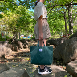 プチトートバッグ（深緑）　防水ナイロンでとっても軽くて使いやすい♪プールバッグや保育園バッグに　深緑 2枚目の画像
