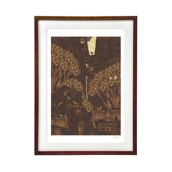 油絵 ハガキ絵画額付き【黄金クリスマスツリー】 絵画 HR 通販