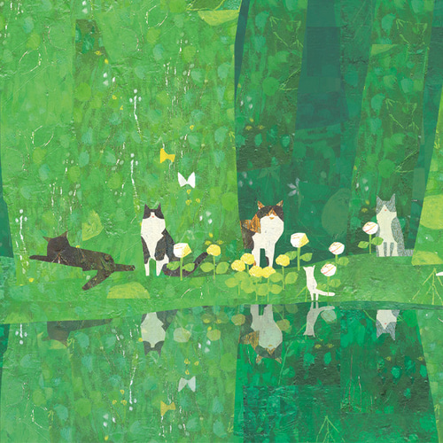 額装絵画【A3ノビ】いつか会える森 ※他サイズ、フレーム色変更可（白