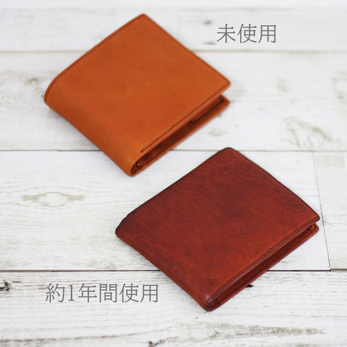 本革 二つ折り財布 ボックスコインケース たっぷりカード収納 本革 二つ折り財布 ボックスコインケース たっぷりカード収納