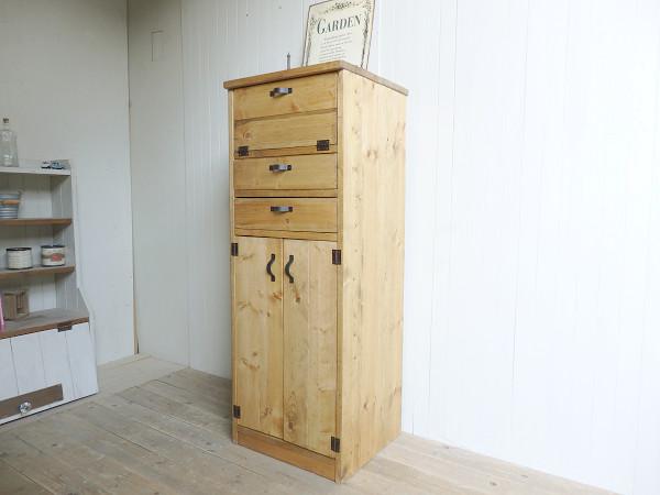 ※送料がかなり安くなりました！★オーダー可！奥行356mm1バッタン扉1扉2引出細キャビネット天然木●受注製作