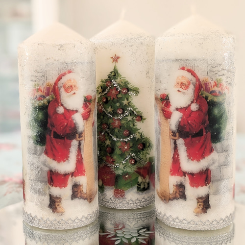 サンタの大型クリスマスキャンドル⭐サンタクロースがやって来た