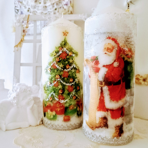 サンタの大型クリスマスキャンドル⭐ホワイトクリスマス サンタの大型クリスマスキャンドル⭐ホワイトクリスマス