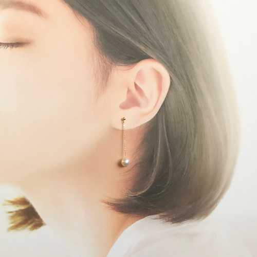 18金Akoya真珠ピアス(無調色) K18 無調色あこや真珠 ピアス lm ピアス（その他） JewelLaMarju