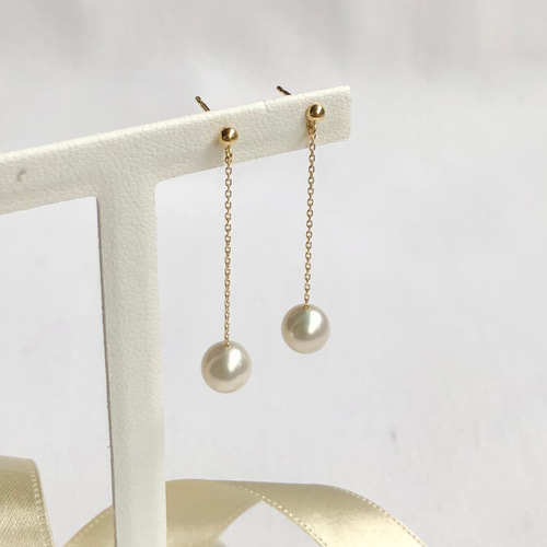 18金Akoya真珠ピアス(無調色) K18 無調色あこや真珠 ピアス lm ピアス（その他） JewelLaMarju