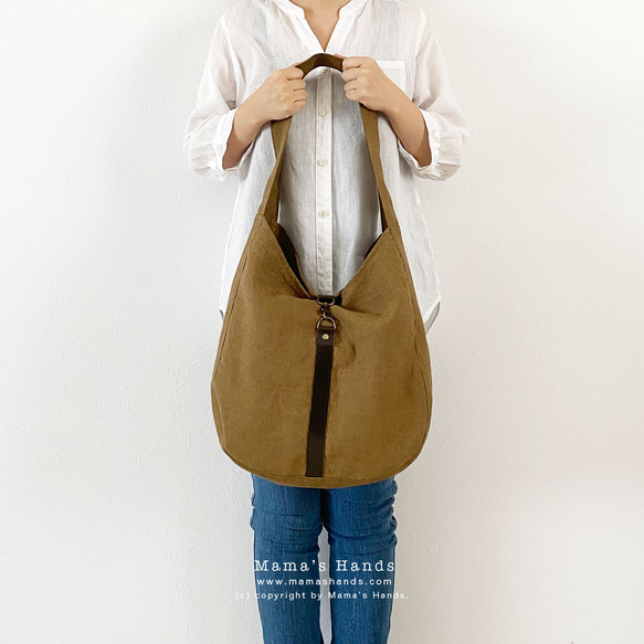 僅剩1件！ ⭐️ 已售出14件！ ⭐️ 《Linen Camel》棕色焦糖色皮革單肩包，大號♪ 第10張的照片