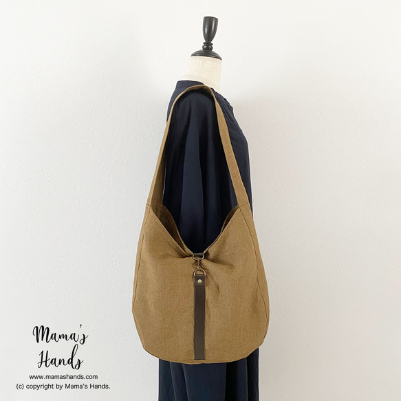 僅剩1件！ ⭐️ 已售出14件！ ⭐️ 《Linen Camel》棕色焦糖色皮革單肩包，大號♪ 第13張的照片