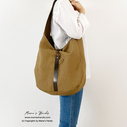 僅剩1件！ ⭐️ 已售出14件！ ⭐️ 《Linen Camel》棕色焦糖色皮革單肩包，大號♪ 第7張的照片