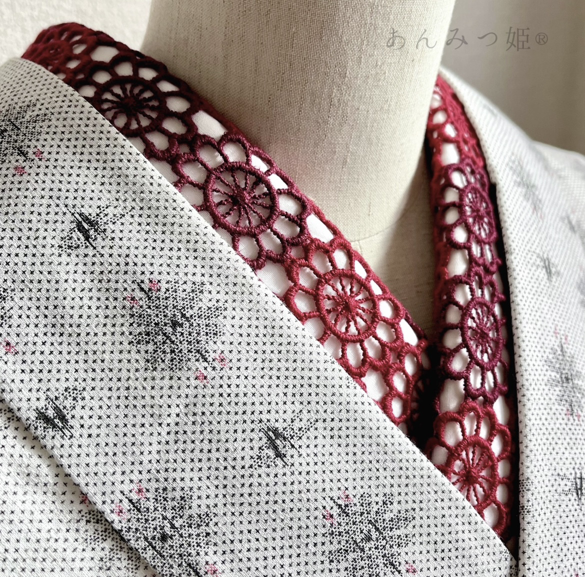 正絹帯締め　レース半衿　刺繍半衿　パール付重ね衿　レース帯揚げ　お飾り2点