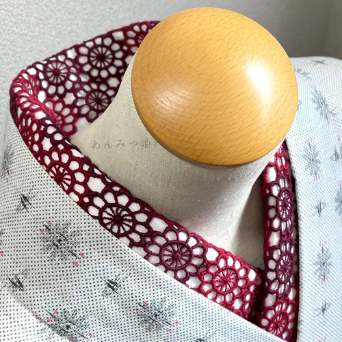レース半衿 お花レース えんじ 和装小物（帯・半襟） 半衿