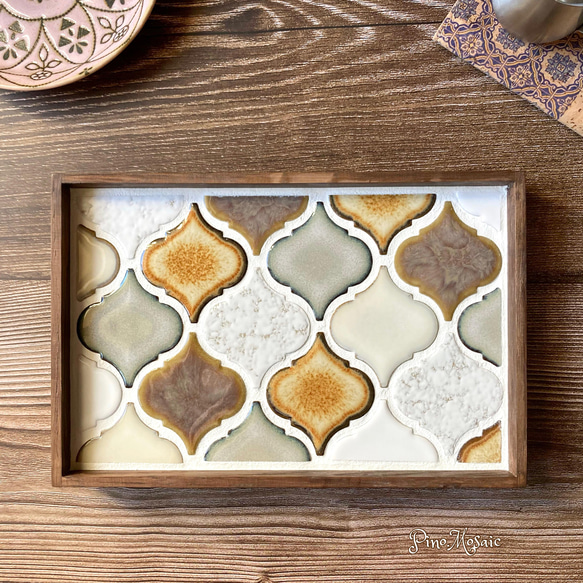 ハンドメイド♦️ コラベルタイルのマルチトレー♦️グラデーション タイルトレー タイルトレイ （コラベルタイル・ブルー系マルチ色