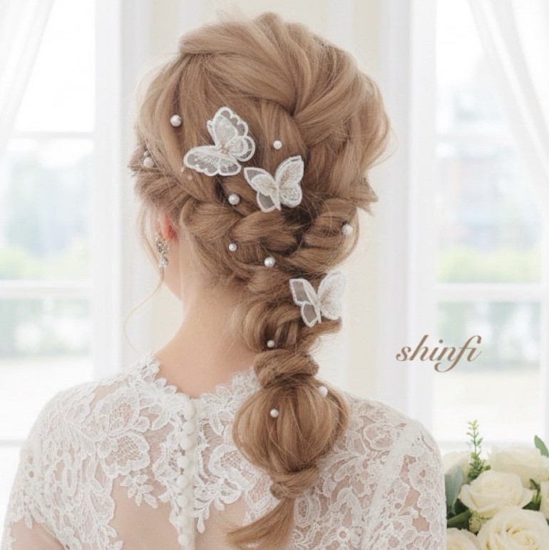 押し花蝶ヘアアクセサリー