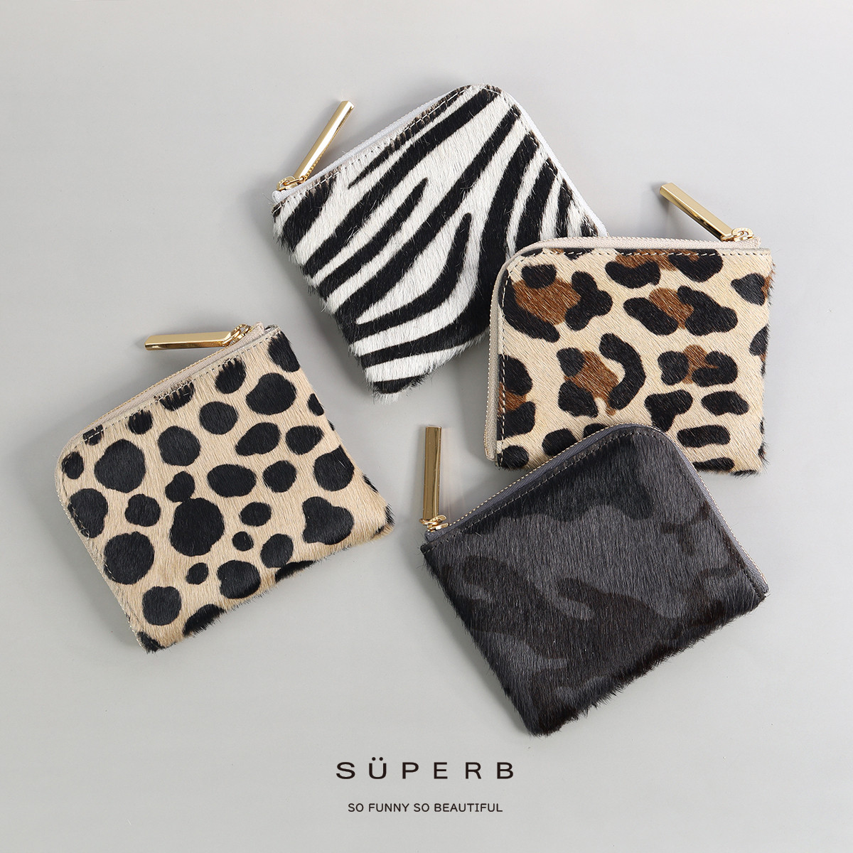 【毛付きmini/全11色】イタリアンレザーの高級感のある薄くて軽いコンパクトミニL字財布/コンパクト財布