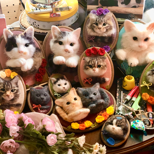 オーダーメイド】羊毛フェルト猫ポートレート《大タイプ上半身像