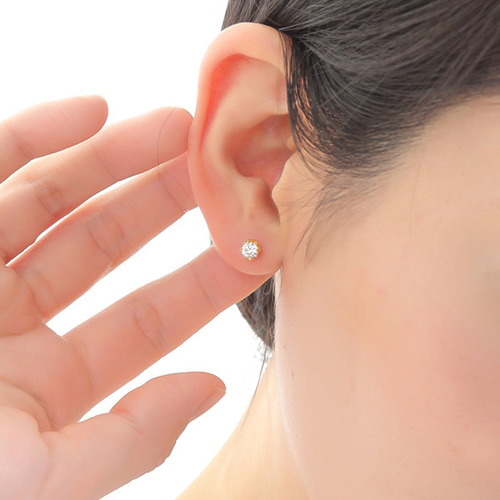 貼るピアス 一粒 ジルコニア 4mm イヤリング 痛くない 結婚式 シンプル