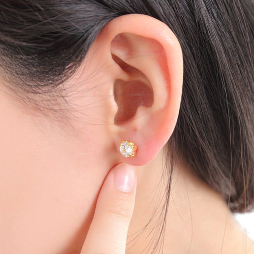 貼るピアス 一粒 ジルコニア 4mm イヤリング 痛くない 結婚式 シンプル