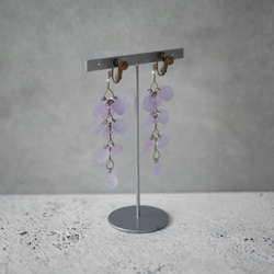 和紙の花「大和の藤」 イヤリング/ピアス 藤色　紫　パープル 7枚目の画像