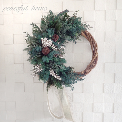 ドライフラワークリスマスリース 直径40cm ドライフラワー/クリスマスリース(直径40㎝)