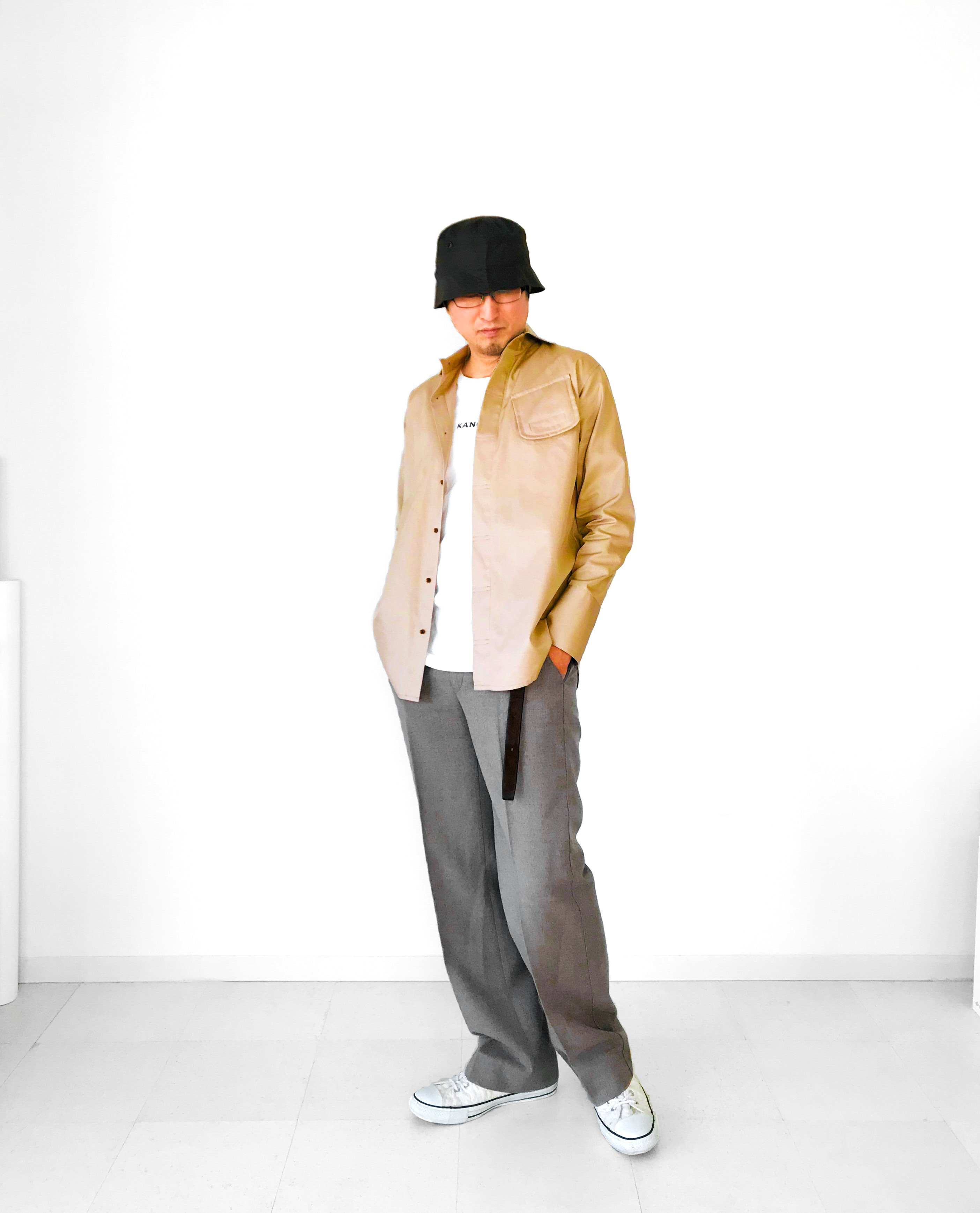 メンズ【men's】最上質ギャバ素材  胸ポケット  ワークシャツ