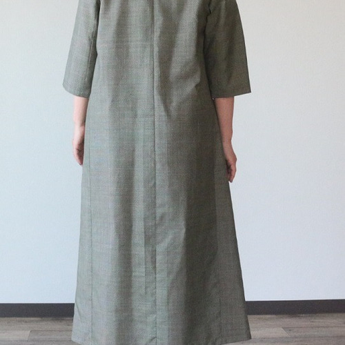 着物リメイクオーダー】Vネック脇タックワンピース（裏地なし