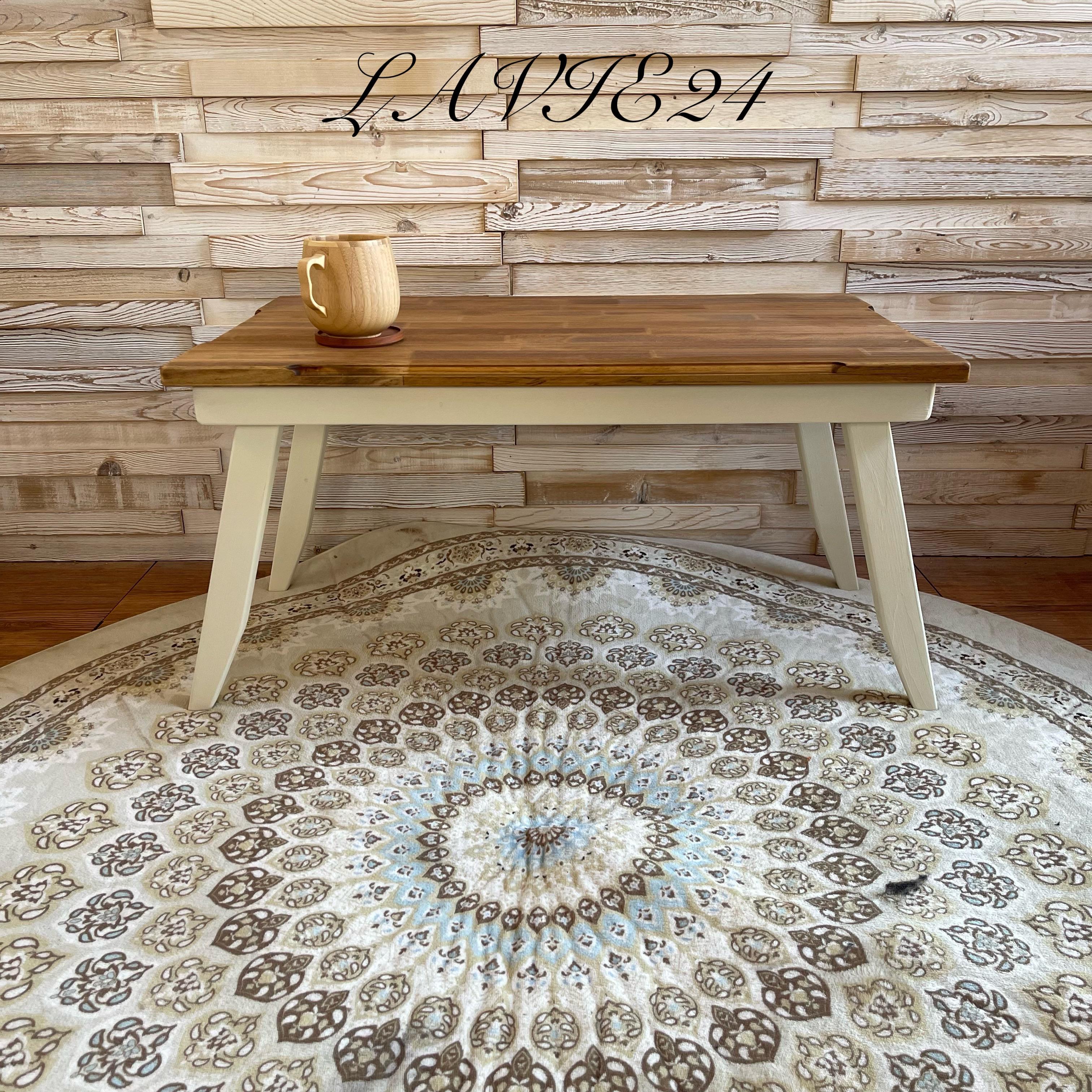 カフェテーブルD-3 サイズ変更 可能 コットン色 猫足風 デザイン ローテーブル