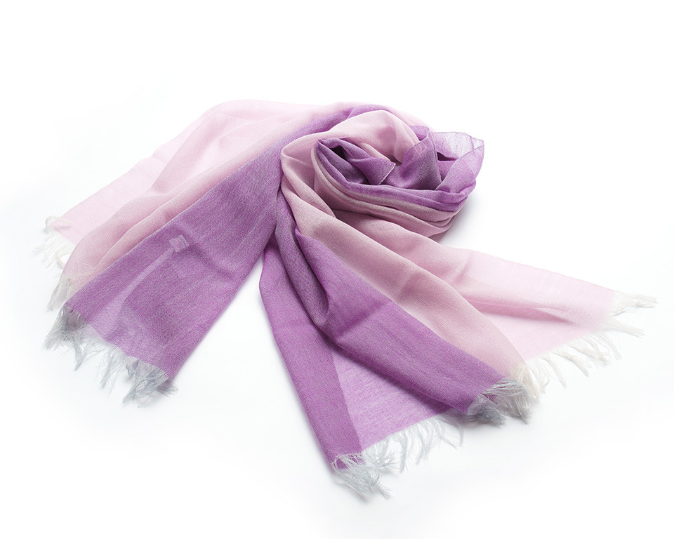 ウールガーゼ二重織ストール　ＫＡＳＡＮＥ　紅藤色（ピンク×パープル）