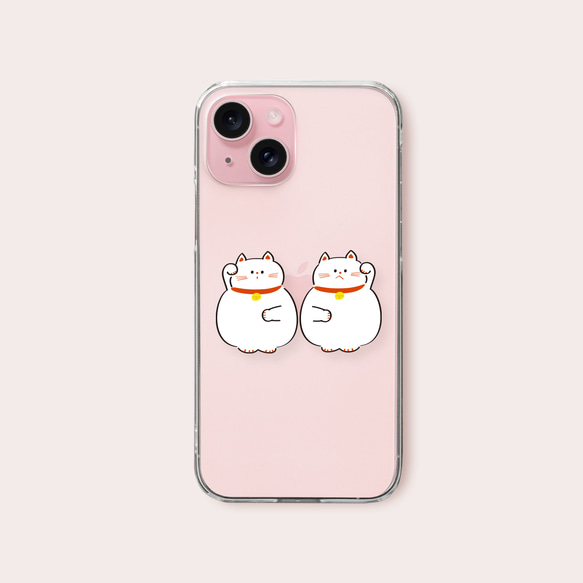 招き猫ちゃん クリアスマホケース iPhoneケース・カバー ハミング 