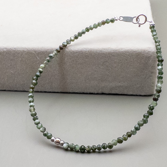 緊張を和らげる セラフィナイト ブレスレット SV925 細身 ブレス シルバー925 天然石 br153 2枚目の画像