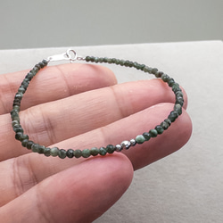 緊張を和らげる セラフィナイト ブレスレット SV925 細身 ブレス シルバー925 天然石 br153 5枚目の画像