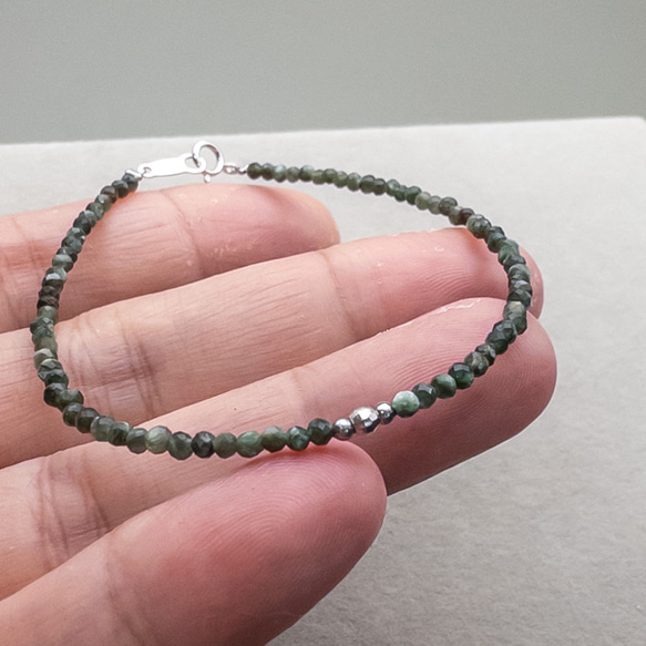緊張を和らげる セラフィナイト ブレスレット SV925 細身 ブレス シルバー925 天然石 br153 5枚目の画像