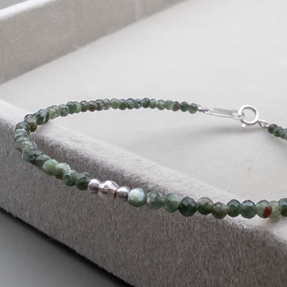 緊張を和らげる セラフィナイト ブレスレット SV925 細身 ブレス シルバー925 天然石 br153 1枚目の画像