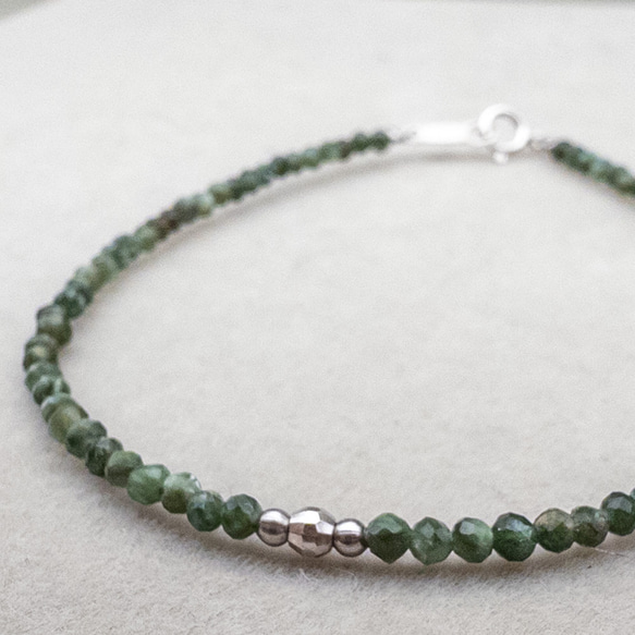緊張を和らげる セラフィナイト ブレスレット SV925 細身 ブレス シルバー925 天然石 br153 4枚目の画像