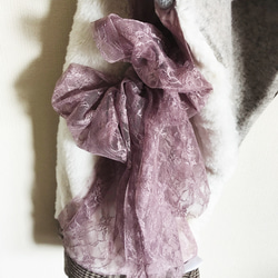 ■10日内発送■【再販】レース使いで印象的に。愛されスヌード。ファー ボア あったかニット もこもこ エコファー 冬 12枚目の画像