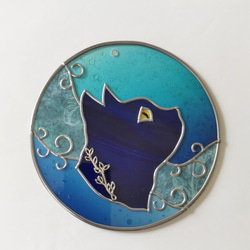 泡玉ガラス風　猫さんオーナメント(ブルー２） 3枚目の画像
