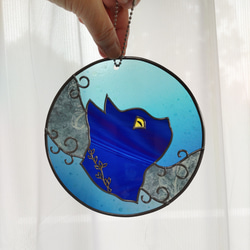 泡玉ガラス風　猫さんオーナメント(ブルー２） 2枚目の画像