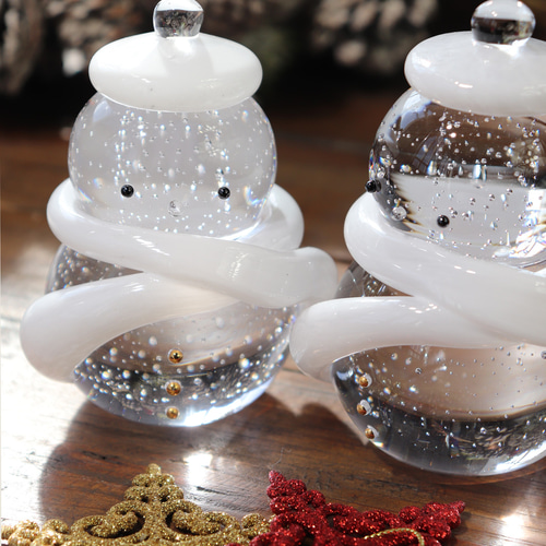 アンソロポロジー スノーマングラス 2個セット 雪だるま クリスマス タンブラー ぽかぽかスノーマン」スウェーデンクリスタルガラス テーブル