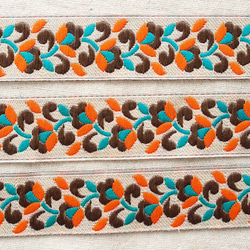 50cmごと インド刺繍リボン チロリアンテープ お花 白☆民族衣装☆手芸 リボン 3枚目の画像
