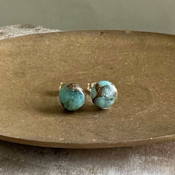 Copper Amazonite Pirece Mini（14KGF）ピアス/イヤリング　コッパーアマゾナイト 2枚目の画像