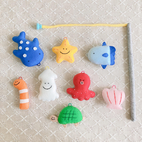 フェルト魚釣り 8匹＋釣竿1本 おもちゃ・人形 oshu_8 通販 8011046