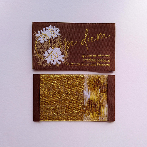 商用可】Carpe diem 織りネーム 刺繍タグ 大きいタグ LL