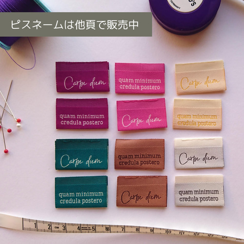 商用可】Carpe diem 織りネーム 刺繍タグ 大きいタグ LL