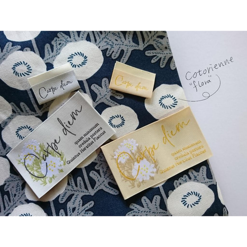 商用可】Carpe diem 織りネーム 刺繍タグ 大きいタグ LL