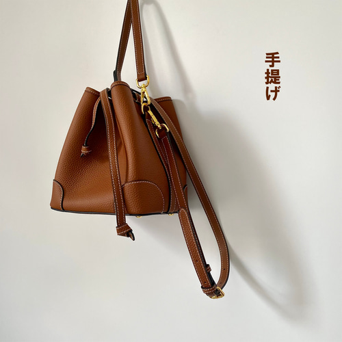 巾着バッグ牛革ショルダーバック手提げ斜め掛け 巾着バッグ Amarantine