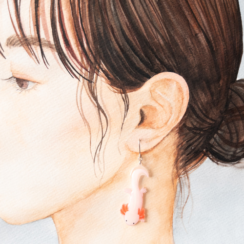 ウーパールーパー＊ピアス/イヤリング ピアス（フック・チェーン 