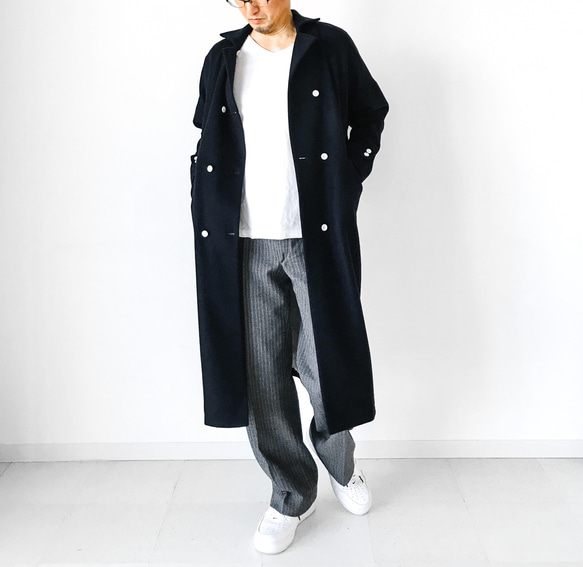 メンズ【mens】スポンジロンラム原料(暖かさと軽さ、柔らかさを備えた)を使用した、ウールビーバー　ロングコート mens スポンジロンラム原料 暖かさと軽さ を使用した